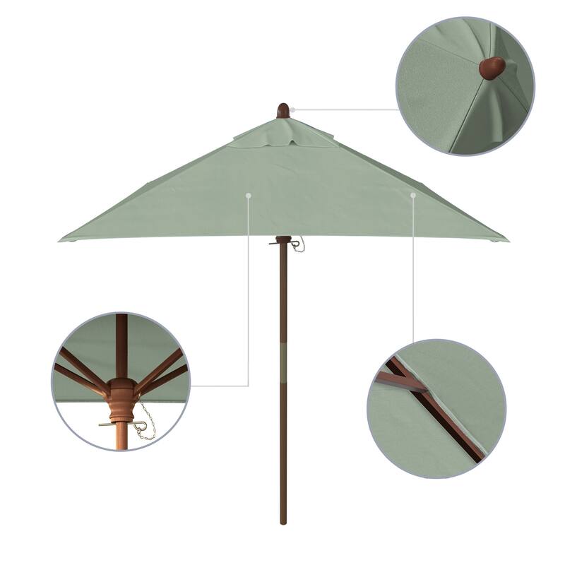 Port Lavaca 6ft Square, Sunbrella Fabric Wooden Patio Umbrella by Havenside Home, Base Not Included