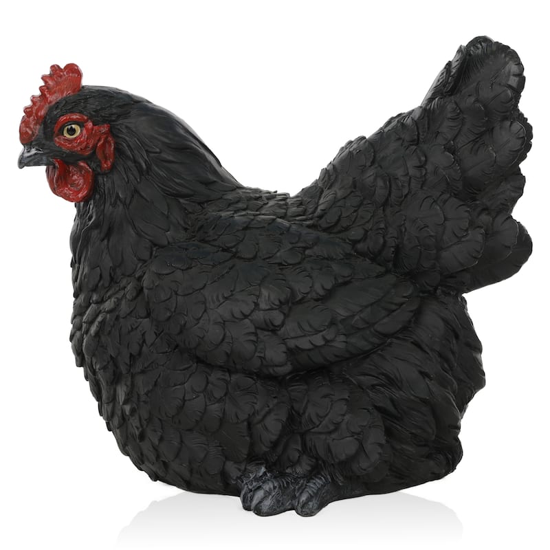Magnesium Oxide Resting Black Hen Statuary