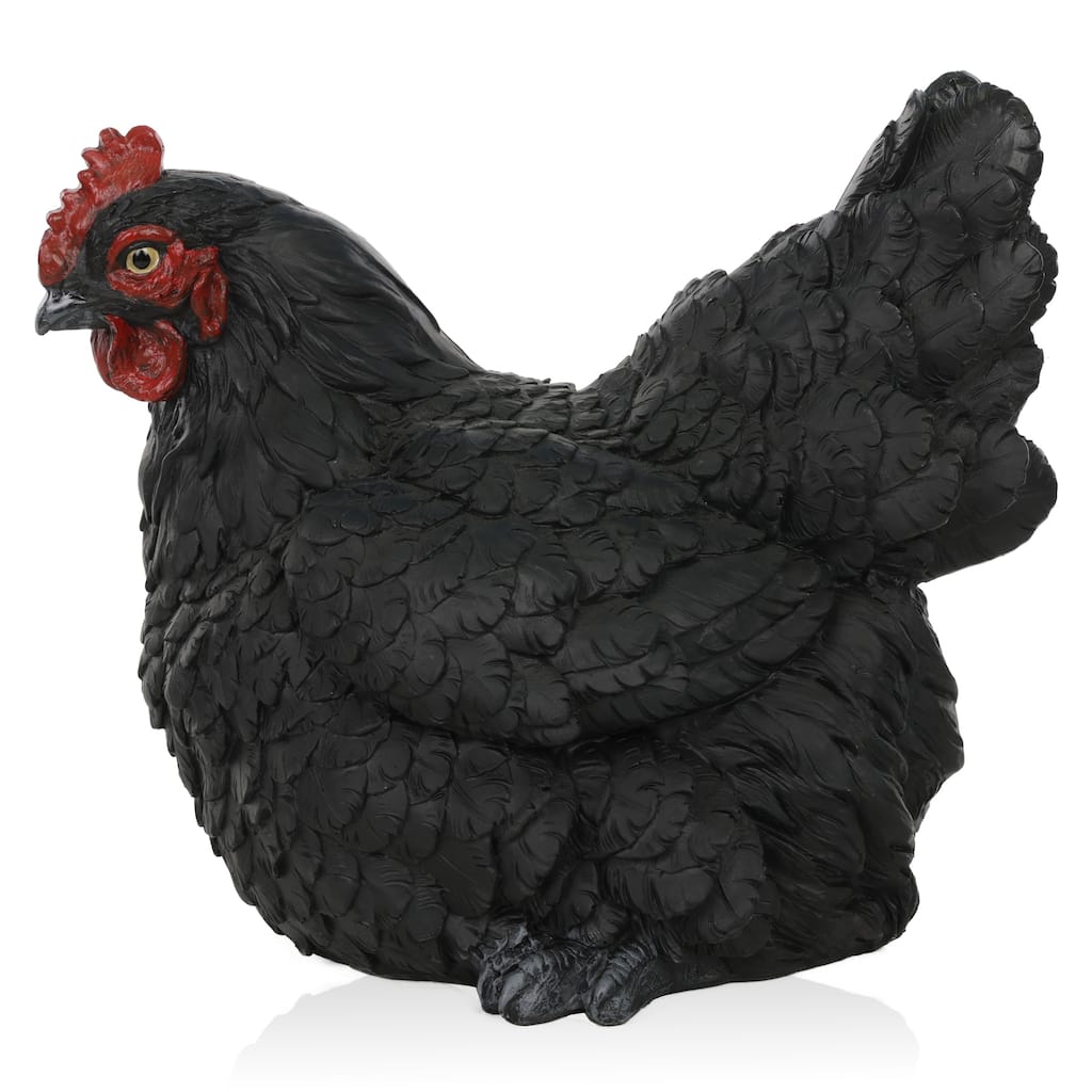 Magnesium Oxide Resting Black Hen Statuary