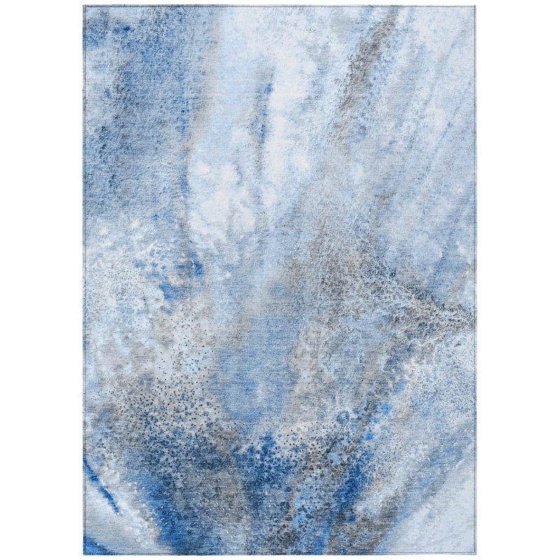 Alriz Unique Abstract Weather Resistant Modern Chic Round Outdoor Rug