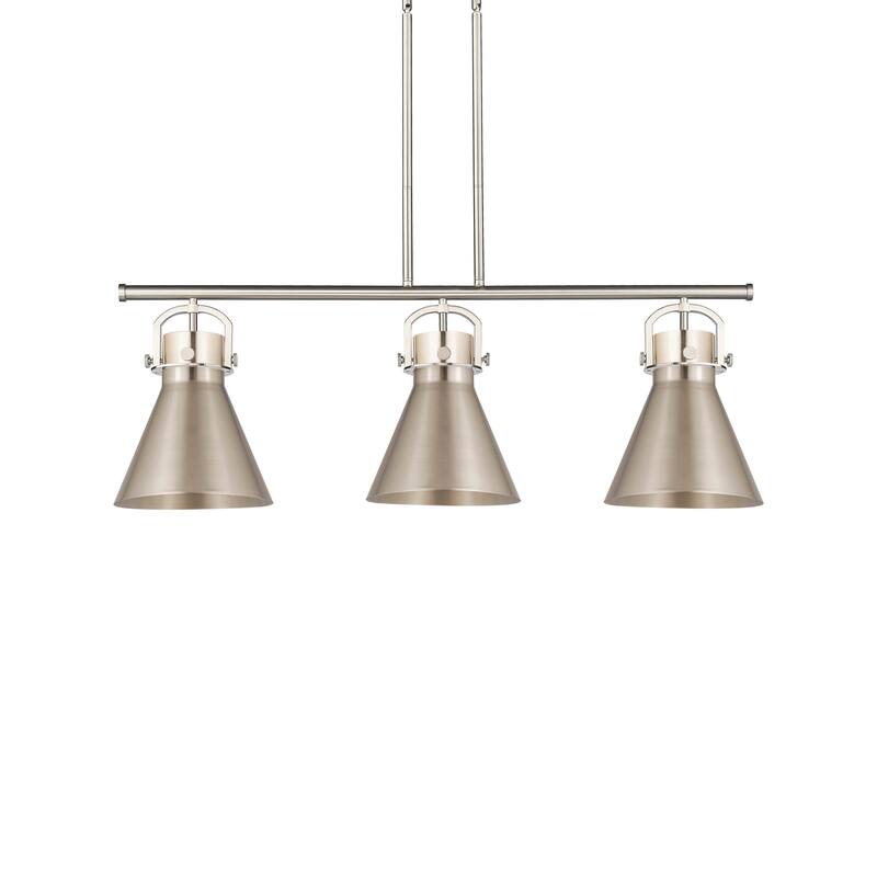 Innovations Lighting 410-3I-13-42 Newton Cone Pendant Newton Cone 3 - Satin Nickel