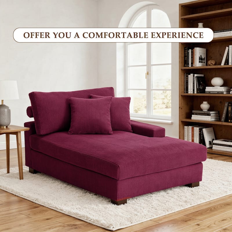 Corduroy Chaise Lounge Chair Upholstered Indoor Lounger Sofa