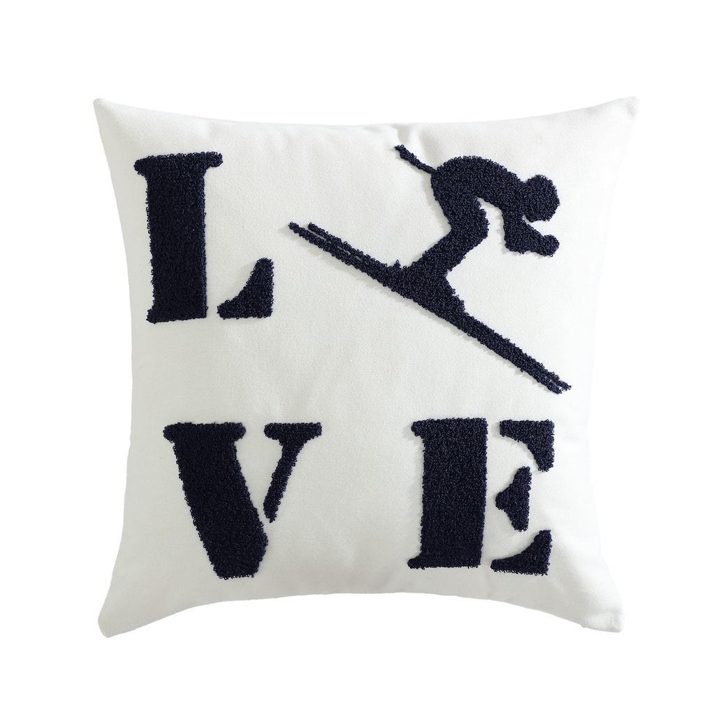Eddie Bauer Love Ski Blue Throw Pillow