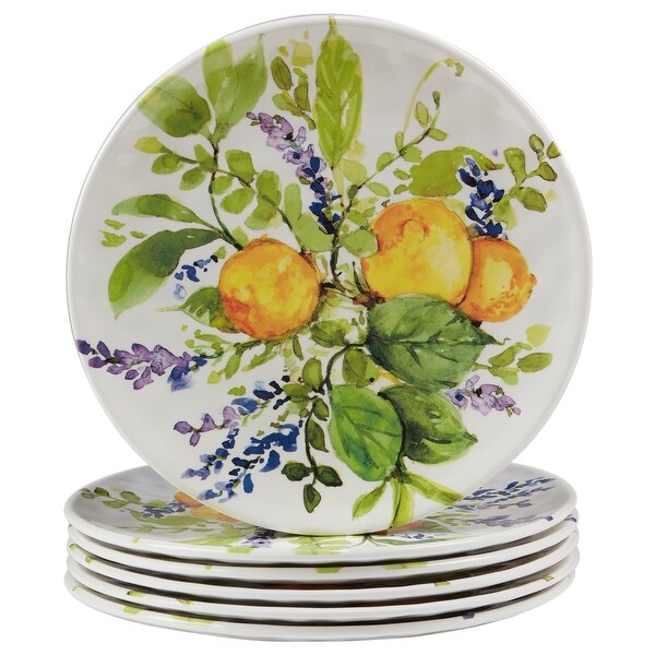 Certified International Lemon Zest Melamine Salad Dessert Plates Set of 6