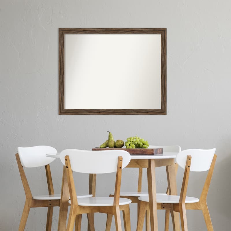 Non-Beveled Wood Wall Mirror - Regis Barnwood Mocha Narrow Frame