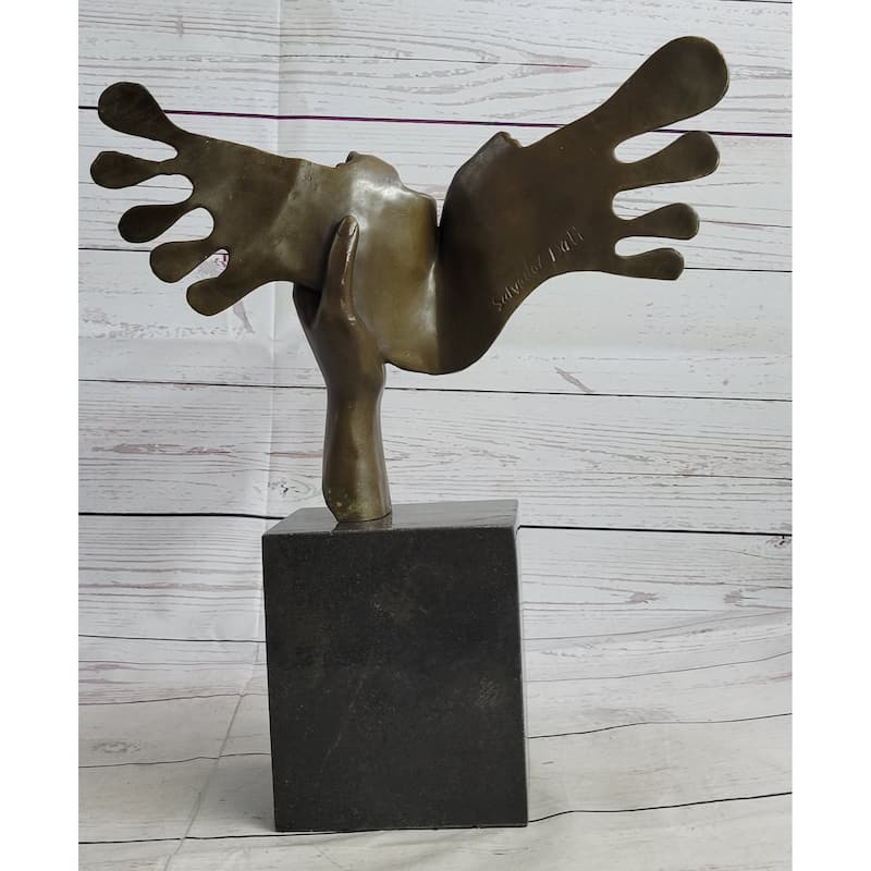 Signed Dali Abstract Female Sunshine Bronze Sculpture Marble Base Figure Statue