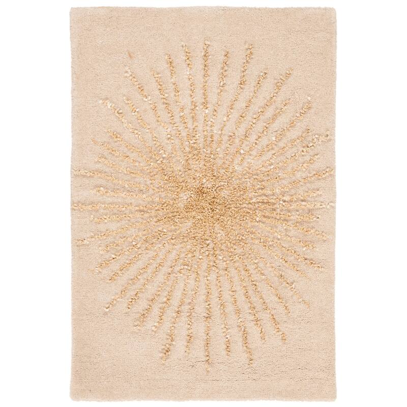SAFAVIEH Handmade Soho Marsilia Burst New Zealand Wool Rug - 2' x 3' - Beige - Rectangle