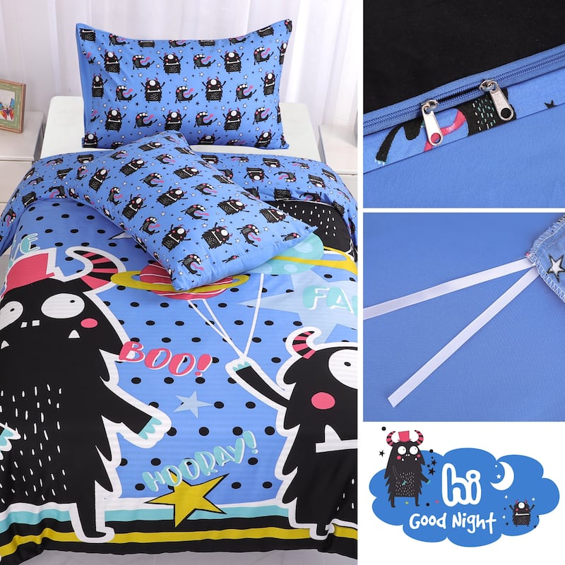 Cutey Duvet Cover Set 3 Piece Bedding Set Soft Cartoon Print Twin