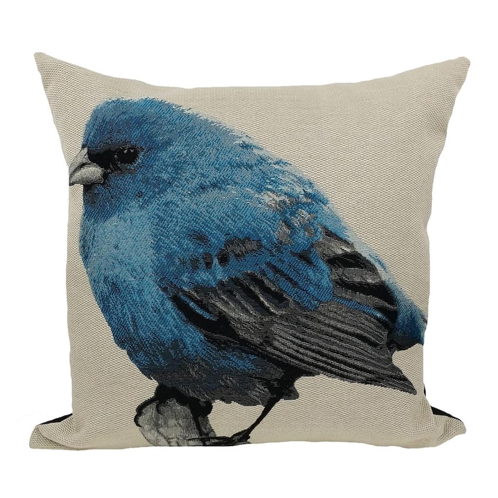 18"x18" Blue Bird Polyester and Cotton Blend Bird Print Zippered Pillow