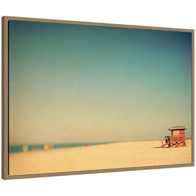 Kate and Laurel Lido Revisited by Alicia Bock Framed Canvas Wall Art Print - 33 x 23