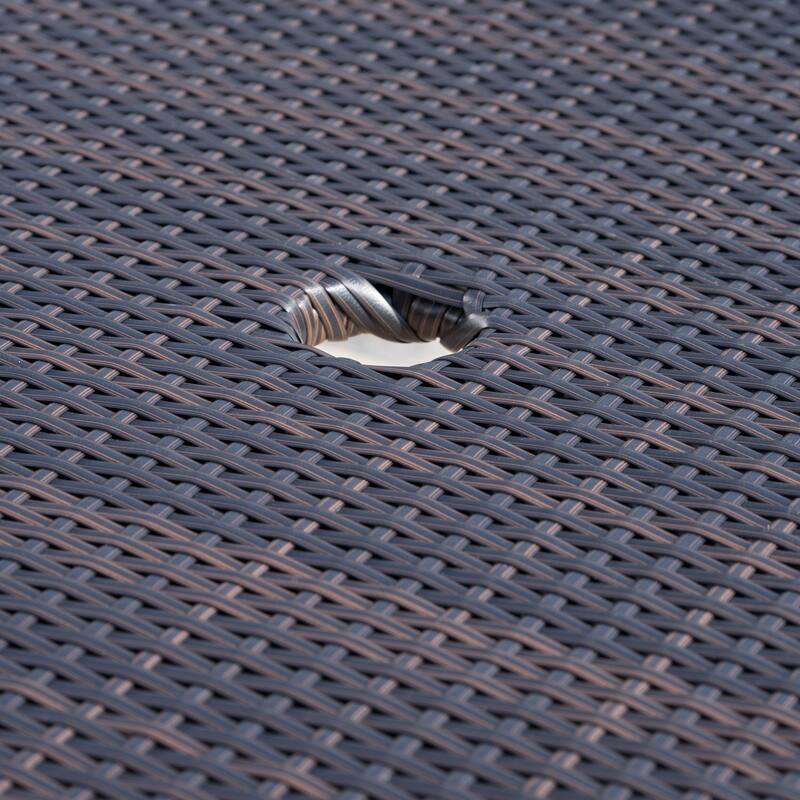 Kyler Outdoor 5-Piece Round Foldable Wicker Dining Set with Umbrella Hole by Christopher Knight Home