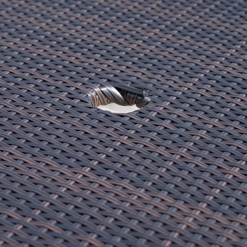 Riad Outdoor Wicker Round Foldable Dining Table with Unbrella Holeby Christopher Knight Home