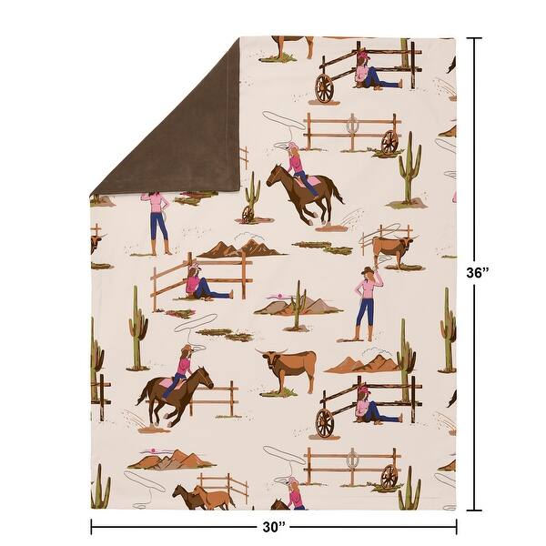 Sweet Jojo Designs Western Cowgirl Girl Baby Receiving Security Swaddle Blanket Wild West Vintage Country Animal Horse Southwest