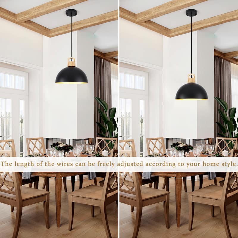 (Set of 3) Modern Semi Flush Mount Chandelier, Industrial 1-Light Pendant Lights with Dome Shape for Dining Room Kitchen Island