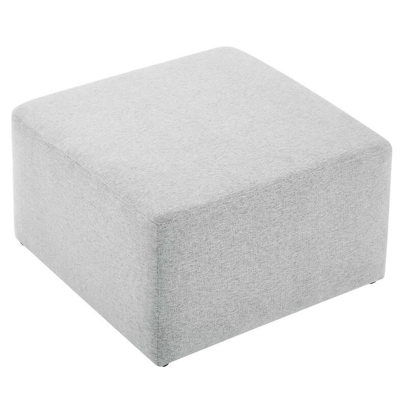 Callum 17"/28" Square Woven Heathered Fabric Upholstered Ottoman