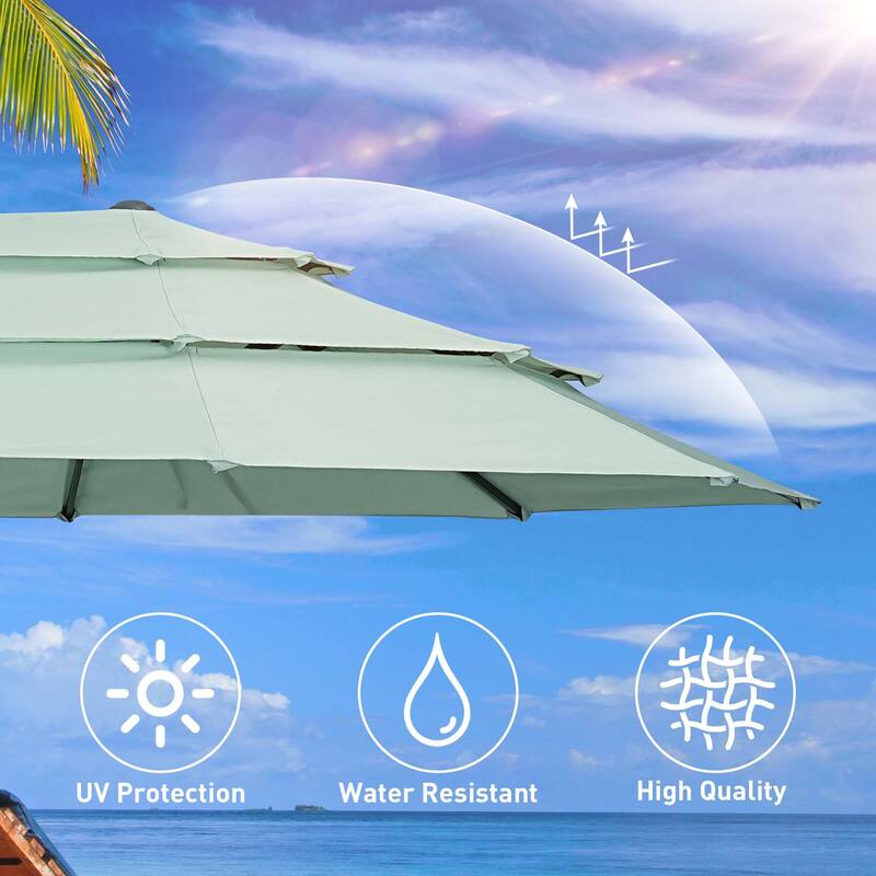 Autlaycil 15ft Outdoor Patio Umbrellas，3 Tier Vented and Large Market Table Umbrella