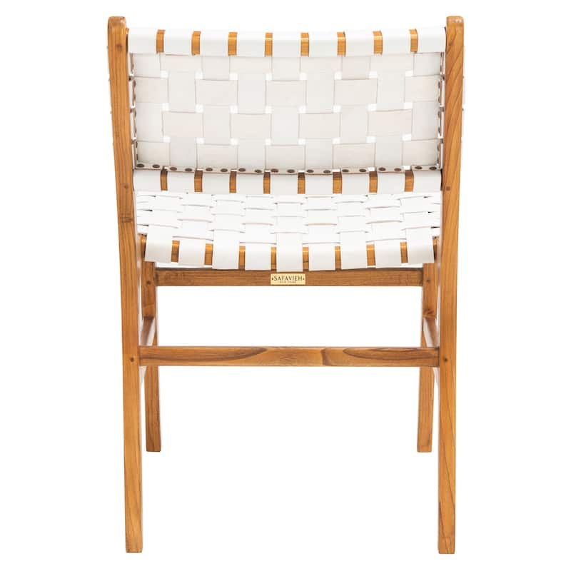 SAFAVIEH Hildred Woven Leather Dining Chair - Cognac / Natural - 20Wx22Dx33H
