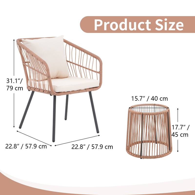 Outdoor 3-Piece Party Conversation Set With Coffee Table