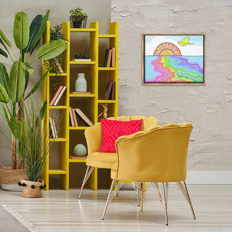 Stupell Swirling Rainbow Sea Reflection Framed Floater Canvas Wall Art Design By Katie Conley