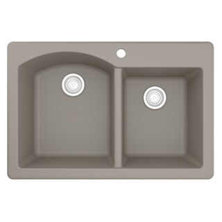 Top Mount 33-inch Large/Small Bowl Quartz Kitchen Sink - 33" x 22" x 9"