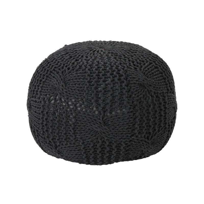 Bordeaux Knitted Cotton Round Pouf,Comfortable choice, multiple functions, classic design, and cozy corners