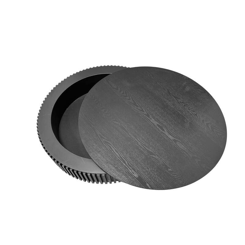 39.37" Round Coffee Table with Storage Solid Wood Veneered Modern Coffee Table Accent Tea Table for Living Room, Bedroom