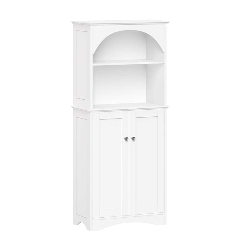 Bristol Two-Door Tall Cabinet with Open Shelves - White