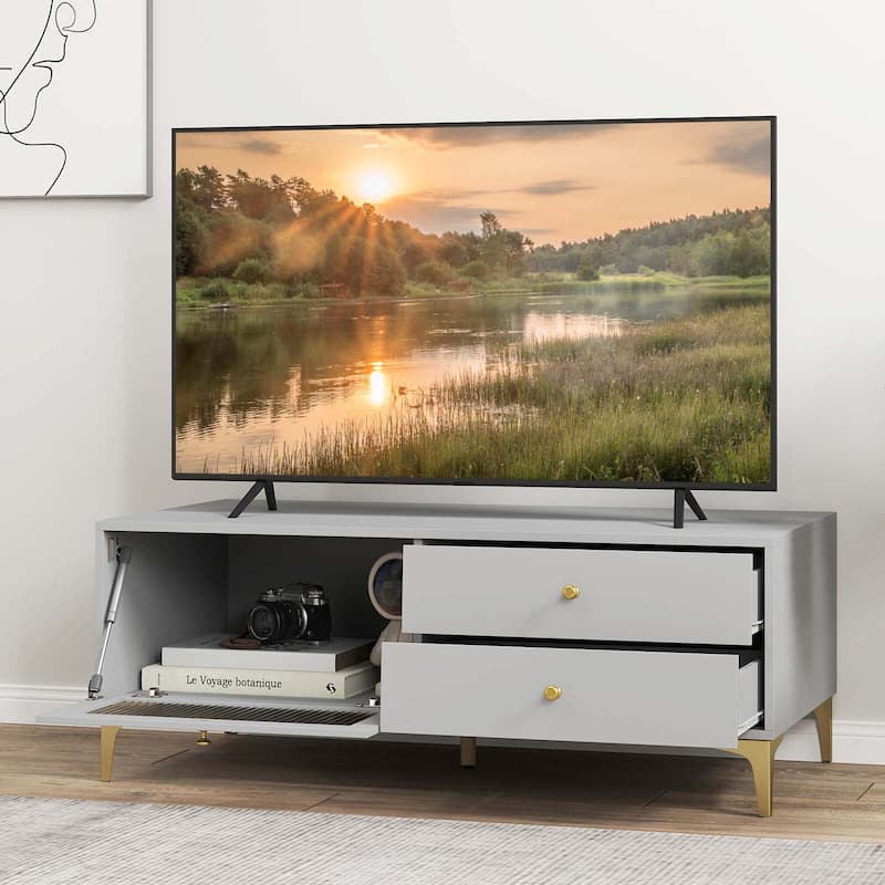 Costway Modern TV Stand for 55" TVs with Drop Down Door Cabinet 2 - See Details