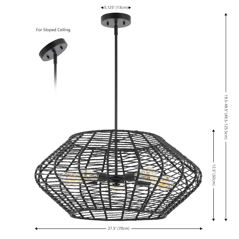 SAFAVIEH Lighting Santoshi 5 Light 28" Pendant - 28" x 28" x 20-50" - withD/H - Black - 28Wx28Dx50H