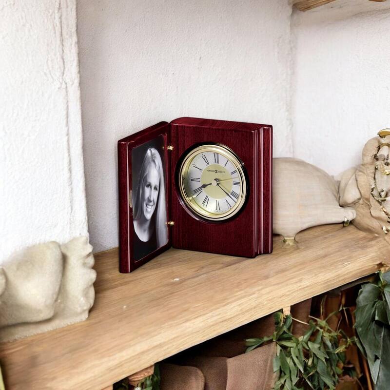 Howard Miller Portrait Book Traditional Chiming Mantel Clock with Photo Insert - Cherry-Gold