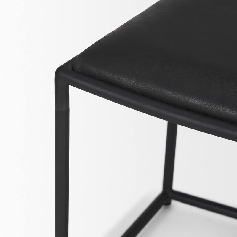 Taniel Black Leather w/ Black Metal Stool