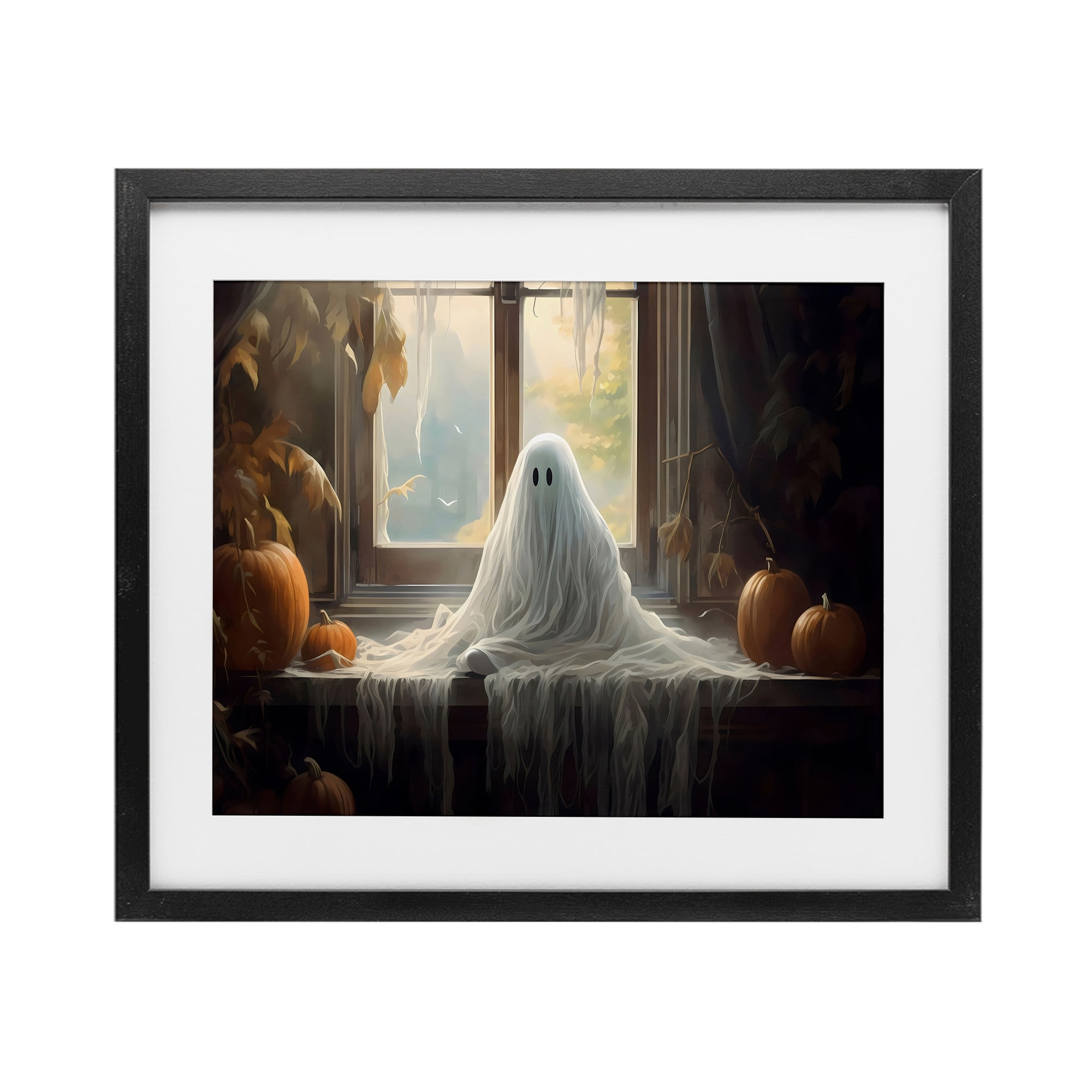 Stupell Ghost Sitting In Window Under Glass Framed Design By LSR Design Studio