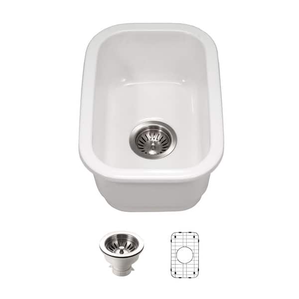 slide 2 of 9, Houzer PTB-1318-C Platus 12-3/16" Undermount Single Basin Fireclay Bar White