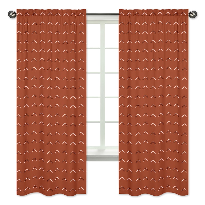 Boho Arrow 84in Window Treatment Curtain Panel Pair - Ivory Burnt Orange Modern Farmhouse Southwest Shabby Chic Bohemian Diamond