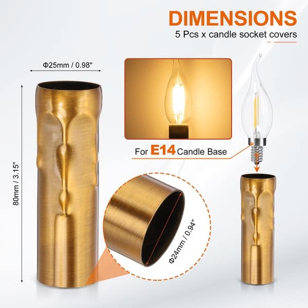 dimension image slide 12 of 39, Candle Covers Sleeves, Socket Sleeves for Candelabra Base Bulbs