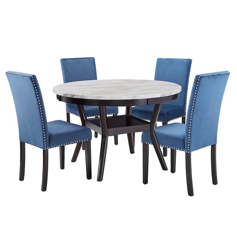 Balmforth White Faux Marble Round Dining Set by iNSPIRE Q Classic