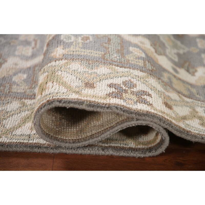 Grey Transitional Oushak Oriental Runner Rug Handmade Wool Carpet - 2'7"x 9'9"