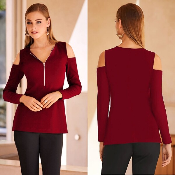 cold shoulder zipper top