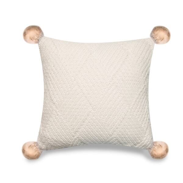 Ivory Machine Ivory Machine Knit With Pom Poms And Polyester Insert Pillow - Bed Bath ...