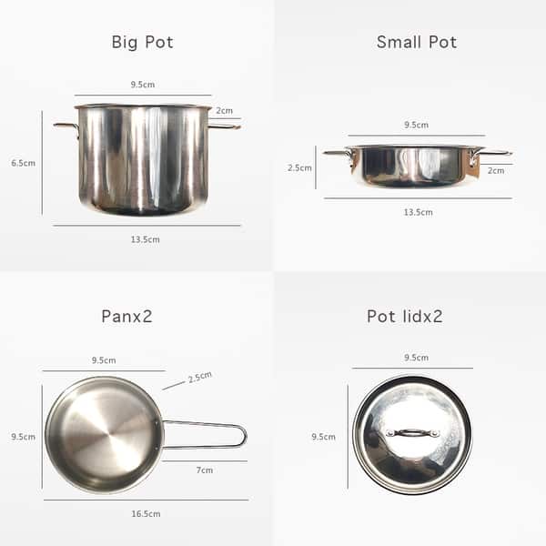 dimension image slide 1 of 2, Teamson Kids Little Chef Frankfurt 11-Piece Stainless Steel Play Cooking Set