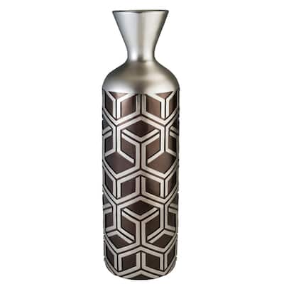 Polyresin Floor Vase, Geometric Cylinder Shape Watertight