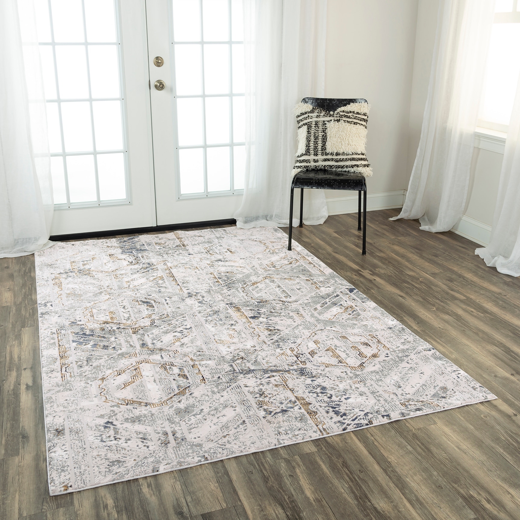 Alora Decor Spring Cream, Stone Grey, and Beige Roman-style Rug