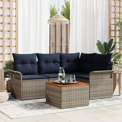 vidaXL 5 Piece Garden Sofa Set with Cushions - 73.8×52.2×27.2