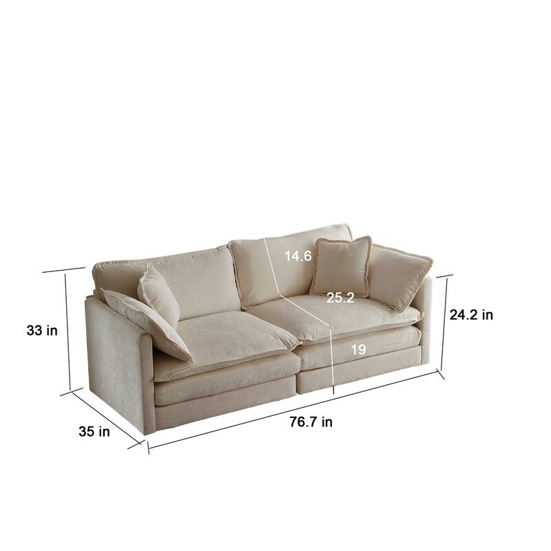 Roomfitters 3-Piece Oversized Modular Sofa Set, One 3-Seater & Two 2-Seater Deep Seat Chenille Couches