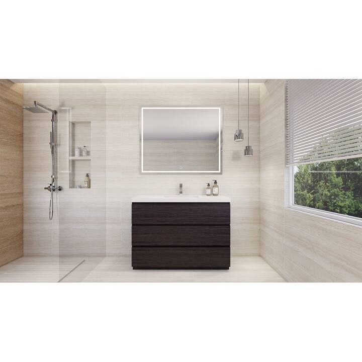 Modern 48“ Single Sink Bathroom Vanity with Soft-Close Storage and Integrated Acrylic Top (Angeles Series)