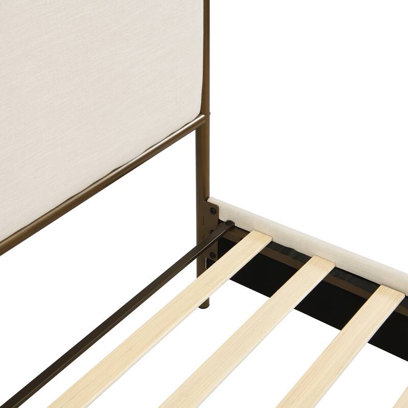 Christopher Knight Home - Alice Modern PU Upholstered King Canopy Bed Frame with Iron Legs