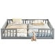 preview thumbnail 27 of 52, Twin Size Wood Double Floor Bed with Guardrails For Toddlers