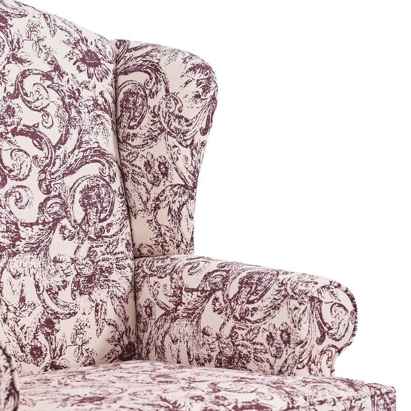 2 Set Traditional Rolled Arm Wing Back Accent Chair