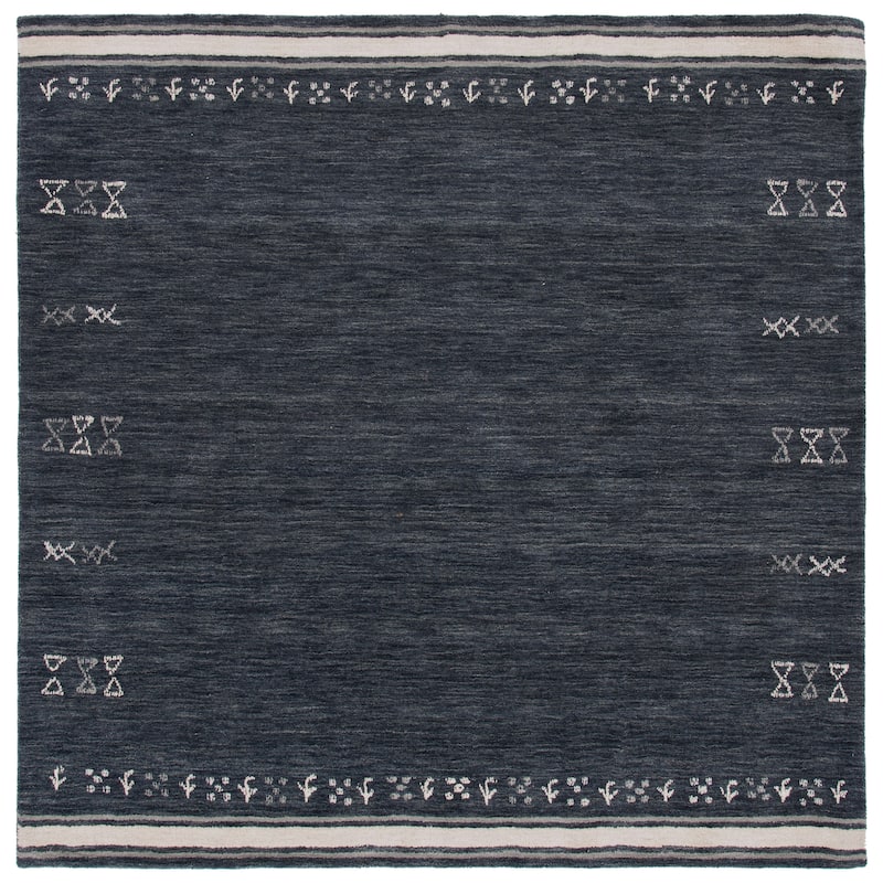 SAFAVIEH Handmade Himalaya Brittny Wool Rug - 6' Square - Charcoal - Square