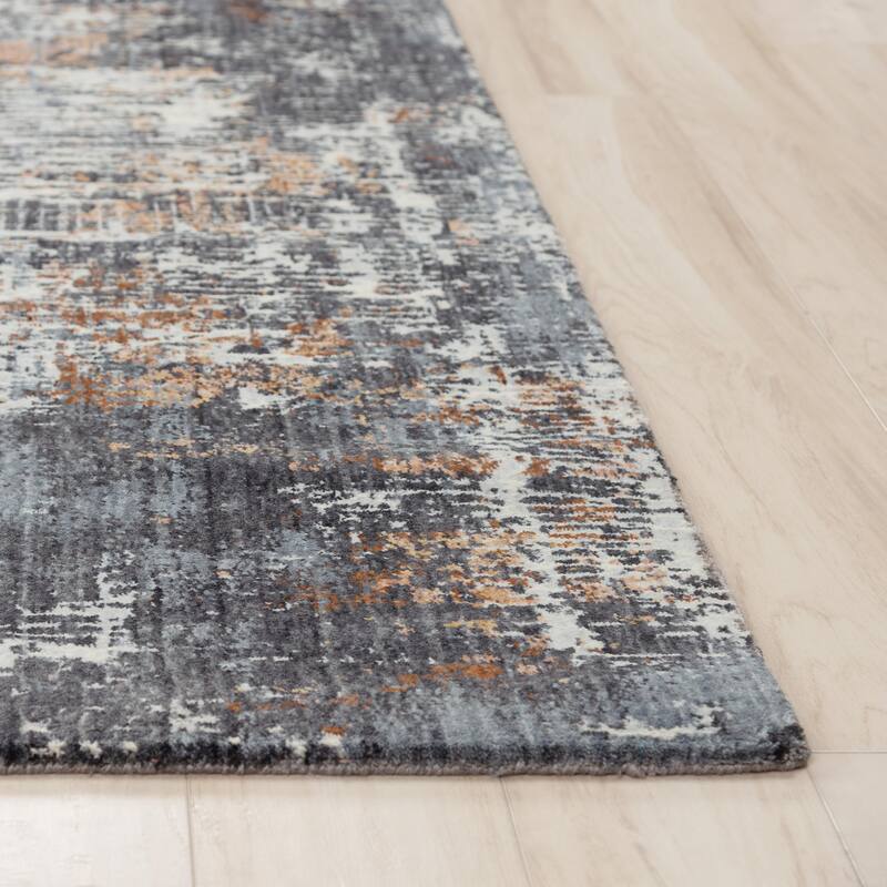 Alora Decor Lake Transitional Blue Recycled Polyester Area Rug
